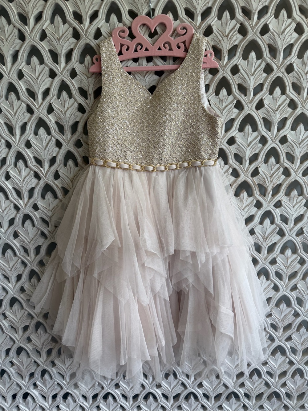 American Princess Sequin and Tiered Tulle Formal Dress, size 8